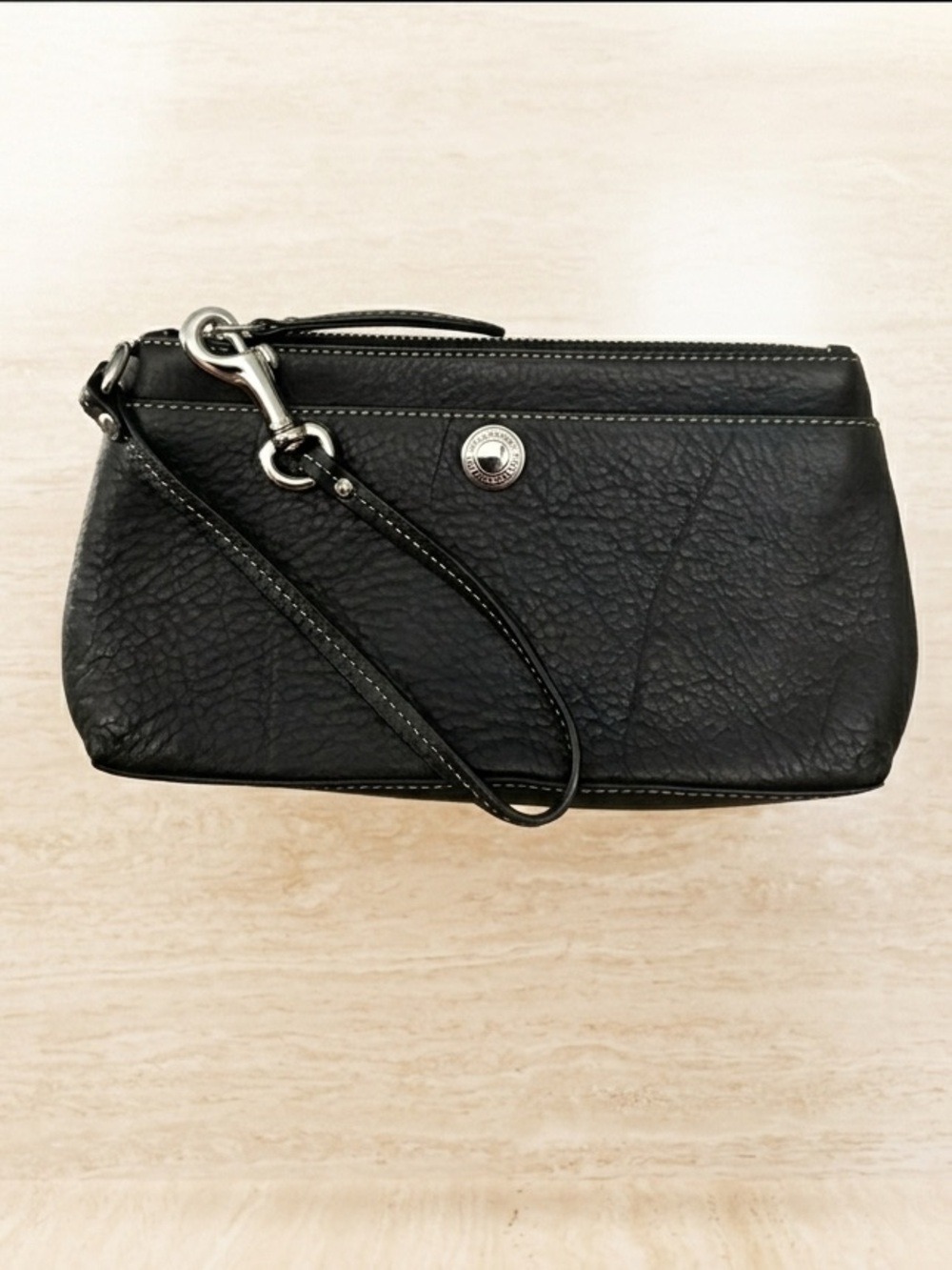 Coach XL Pebbled Leather Large Wristlet Black Vintage and Rare